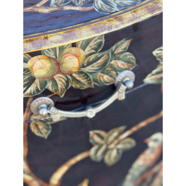 Late 20th Century Chinoiserie Painted Lift-Top Storage Cabinet With Floral and Bird Motif For Sale - Image 11 of 12