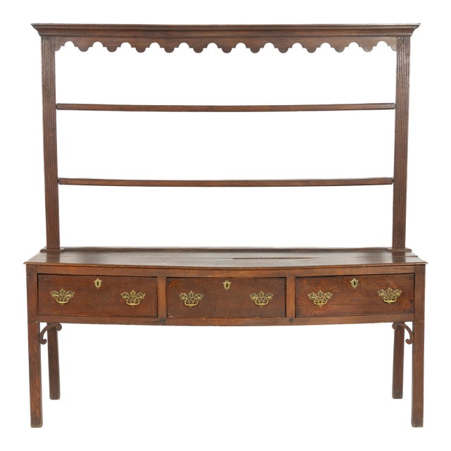 18th Century Welsh Oak Dresser With Plate Rack For Sale