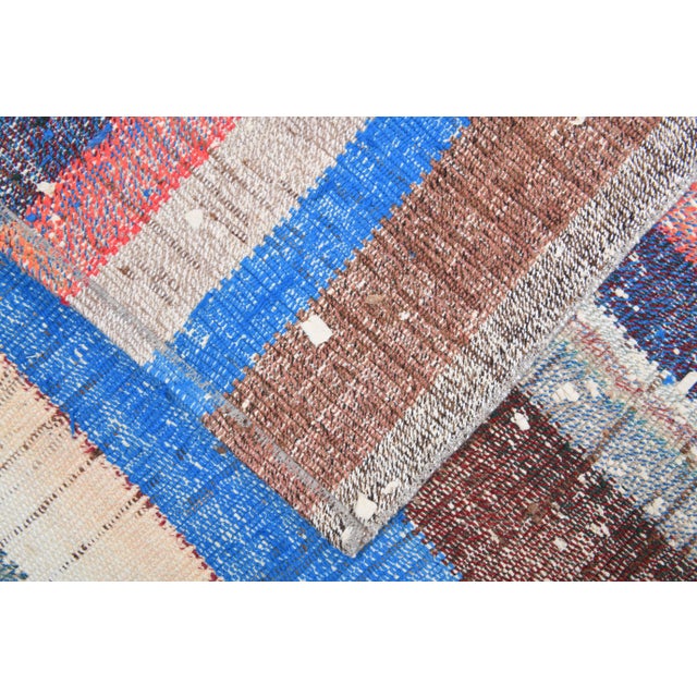 Beige Vintage Turkish Hand-Knotted Wool Cotton Beige Kilim Runner Rug For Sale - Image 8 of 10