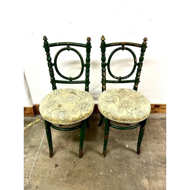 Black 19th Century Green and Gold Bentwood Chairs with Heavy Patination - A Pair For Sale - Image 8 of 9