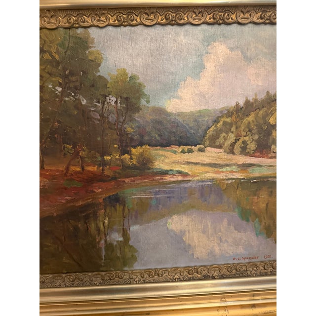 An exceptional, investment-grade 1931 original American antique landscape oil painting on board by listed regional artist...