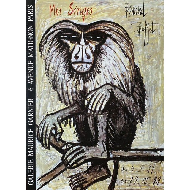 1999 Bernard Buffet Maurice Garnier Gallery Monkeys Poster For Sale