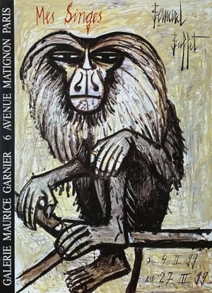 1999 Bernard Buffet Maurice Garnier Gallery Monkeys Poster