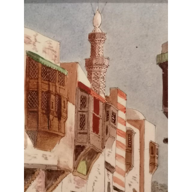 Wood Unknown, Cairo Street Scene, 1800s, Oil and Ceramic For Sale - Image 7 of 11