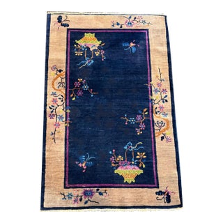 An Antique 3' X 5' Art Deco Chinese Rug Circa 1920 For Sale
