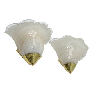 Shell Shaped Glass Wall Lights in the style of La Murrina, 1980s, Set of 2 For Sale