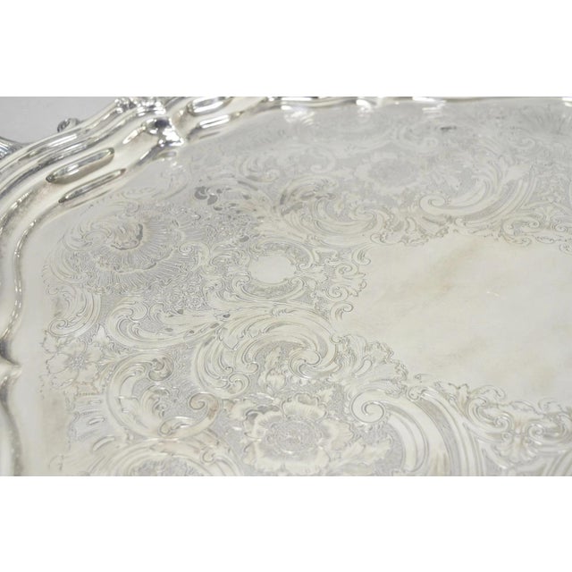 Antique Reed & Barton Winthrop Silver Plated Victorian Bar Serving Platter Tray For Sale - Image 11 of 14