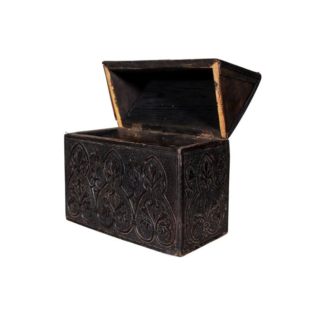 Antique Leather Box For Sale - Image 4 of 5