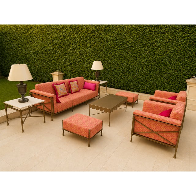 Jerome Outdoor Sofa in Reed Brass Finish by Michael Taylor For Sale - Image 4 of 11