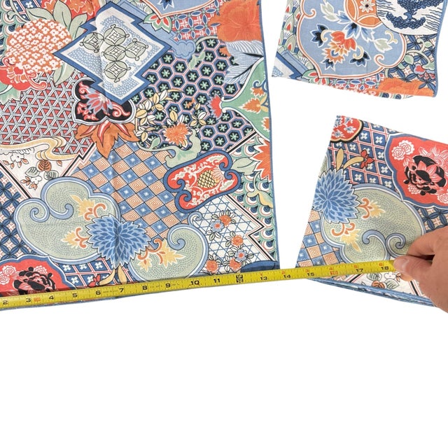 Colorful Japanese Imari Style Cotton Napkins- Set of 6 For Sale In Columbia, SC - Image 6 of 6