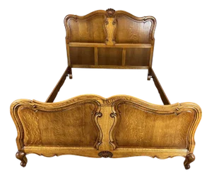 Vintage French Bed Frame in Oak