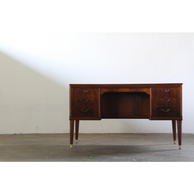 Mid-Century Modern Art Deco Mahogany Writing Desk, 1950s For Sale - Image 12 of 18