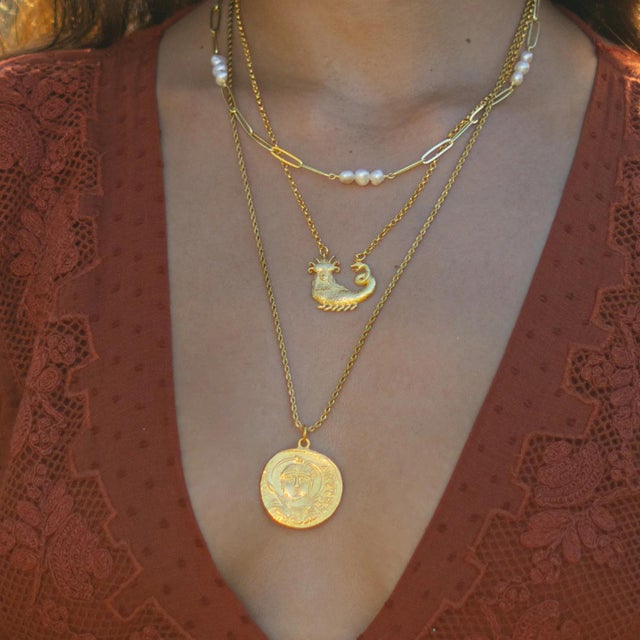 Early 21st Century Mystic Guardian Coin Medallion Necklace For Sale - Image 5 of 11