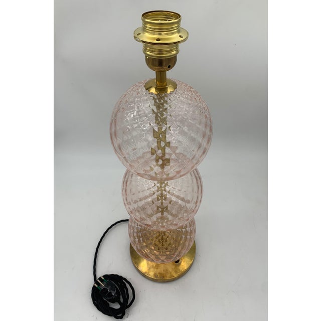 Murano Glass and Brass Table Lamp attributed to Mazzega, 1950s, Set of 2 For Sale - Image 4 of 6