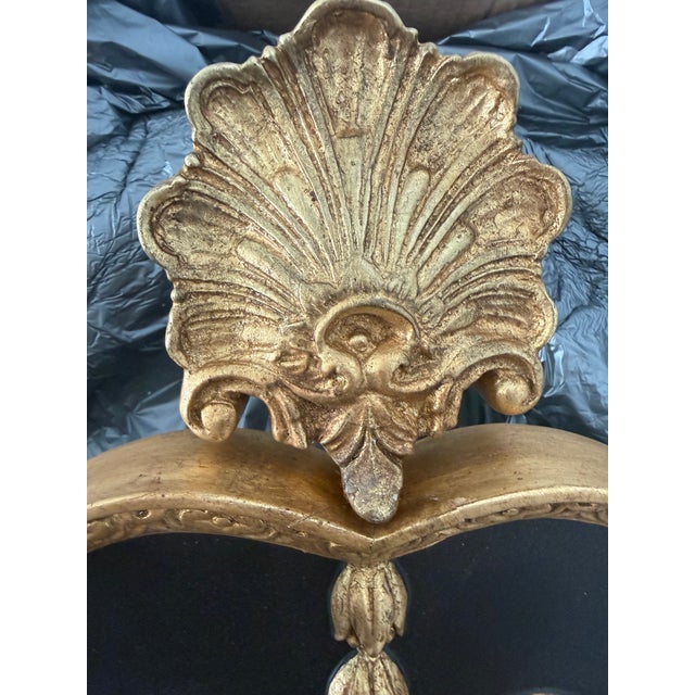 Friedman Brothers European Hollywood Regency Gilded Decorative Black & Gold Mirror For Sale - Image 4 of 6