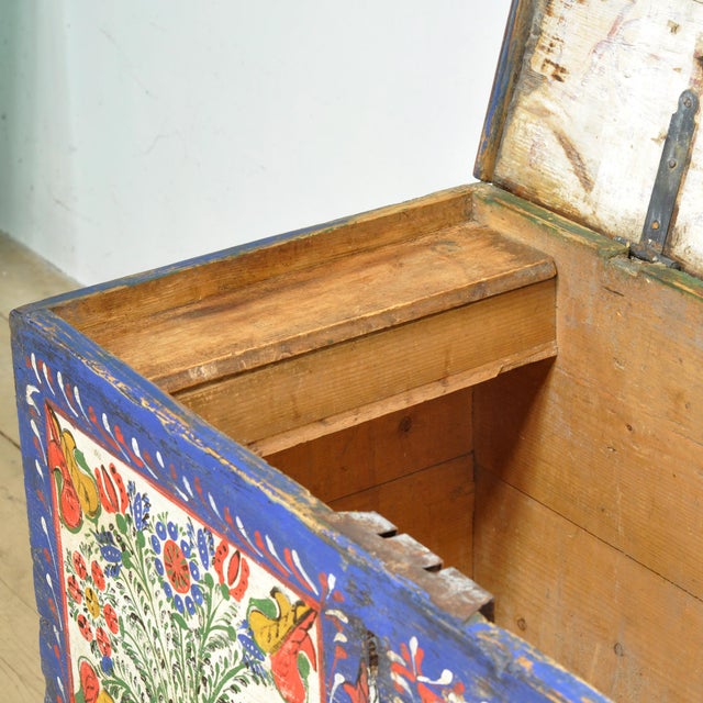 Folk Art Bridal Chest, 1883 For Sale - Image 6 of 14