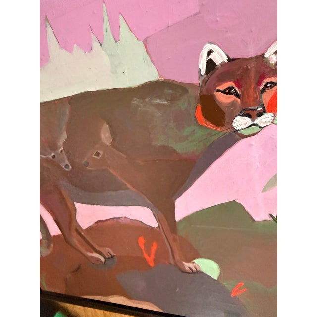 “Belly Full of Deer” Mountain Lion Painting by LWren Walraven For Sale - Image 4 of 14