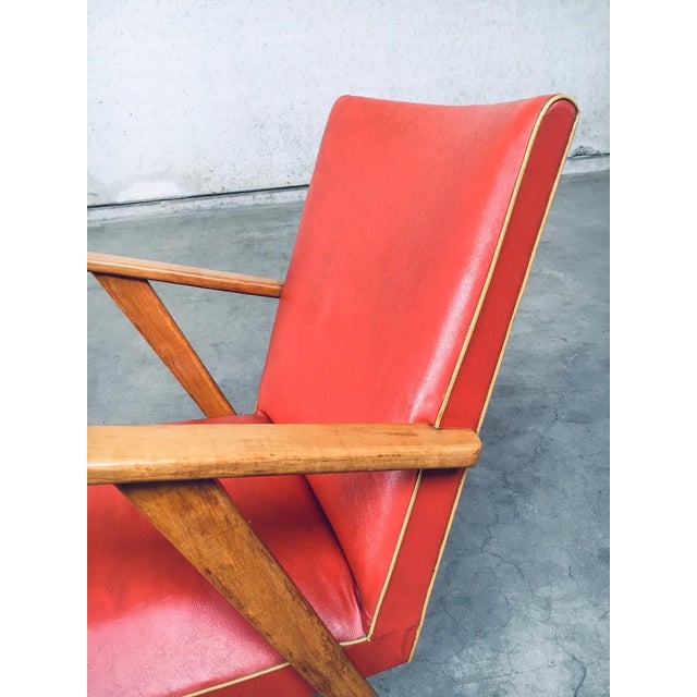 Vintage Mid-Century Modern Dutch Design Lounge Chair set. Made in the Netherlands, 1950's. Faux leather, two different...