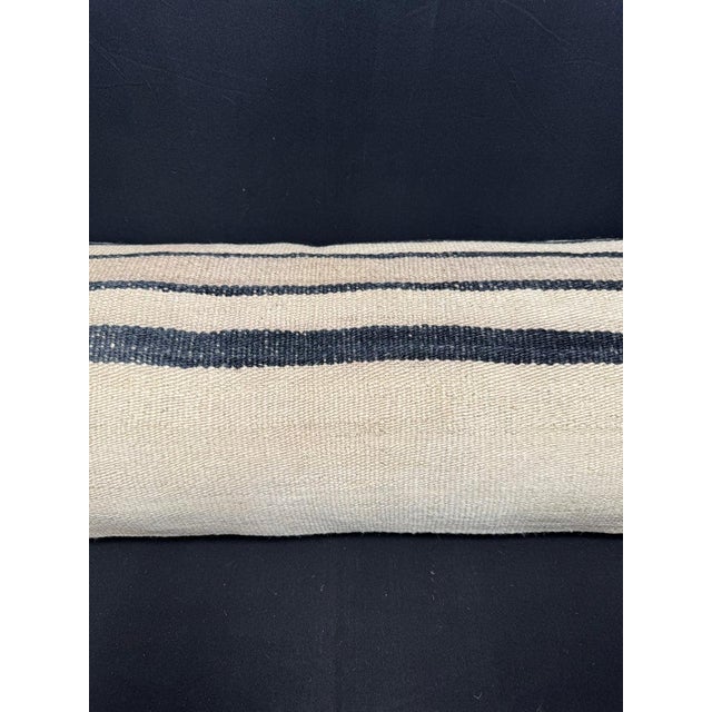 Contemporary Turkish Hemp Pillow Cushion Natural Beige Black Cushion Cover 14x40 For Sale - Image 3 of 4