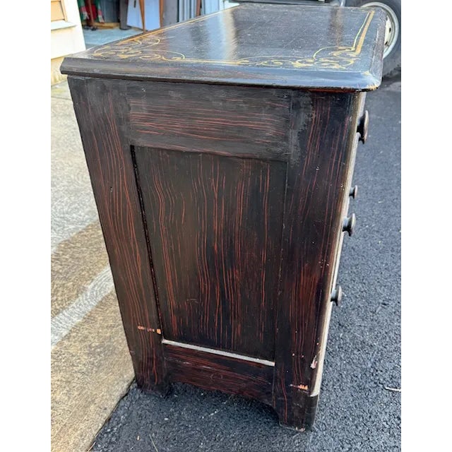 Victorian Antique Victorian Paint Decorated Cottage Pine 3 Drawer Chest For Sale - Image 3 of 6