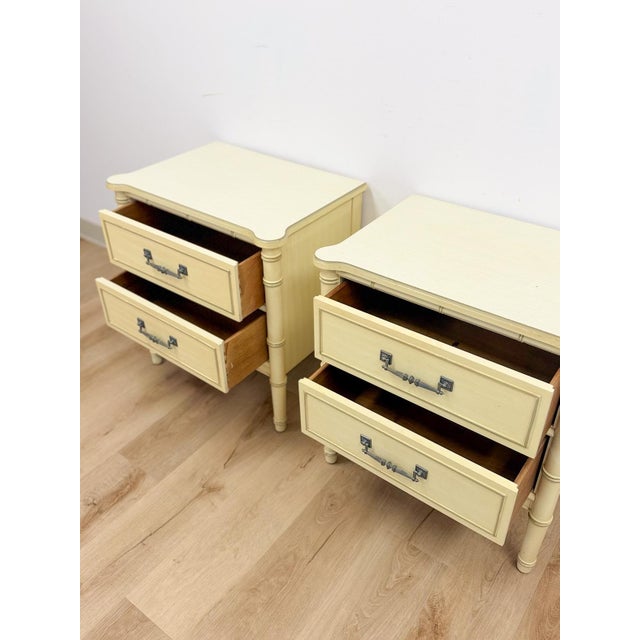Cream Vintage Henry Link Bali Hai Coastal Hollywood Regency Cream Nightstands, 2 Pieces, Attributed For Sale - Image 8 of 13