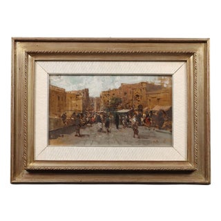 Ezelino Briante, Landscape Composition, Oil Painting on Cardboard, Framed For Sale