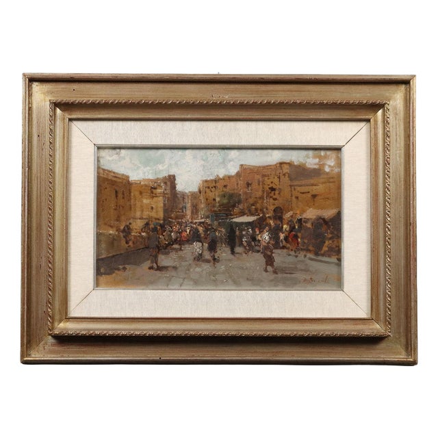 Ezelino Briante, Landscape Composition, Oil Painting on Cardboard, Framed For Sale