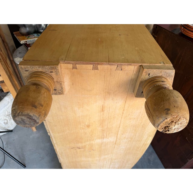 Late 19th Century Antique 19th Century English Bow-Front Pine Chest of Drawers With Brass Hardware For Sale - Image 5 of 12