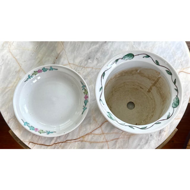 Chinoiserie Planter Hummingbirds & Water Tray For Sale - Image 9 of 11