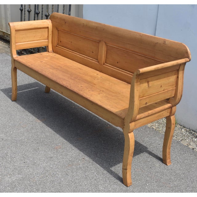 1900 - 1909 Pine Paneled Bench or Settle For Sale - Image 5 of 14