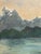 Blue Vintage Framed Mountain Landscape Painting, Snow-Capped Peaks at Sunset, Mid-Century Scenic Wall Art. For Sale - Image 8 of 9