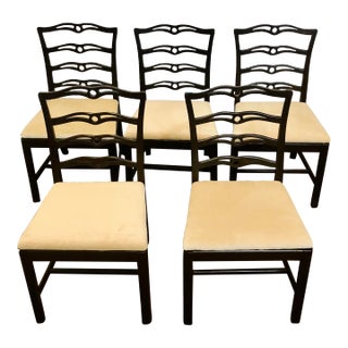 Early 20th Century Mahogany Georgian/Chippendale Style Ribbon Back Side Chairs, Set of 5 For Sale