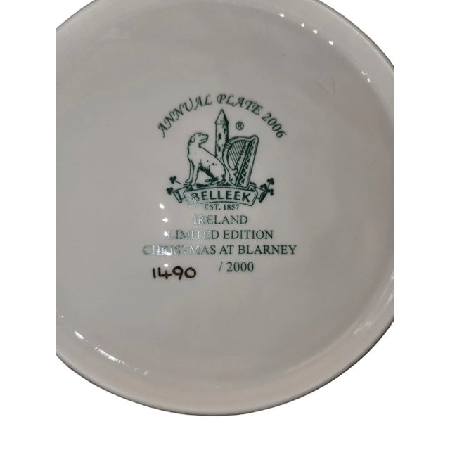 Belleek Pottery Ltd. Belleek Christmas at Blarney Numbered Collectors Plate For Sale - Image 4 of 4