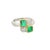 Contemporary Emerald Diamond Platinum & 18k Yellow Gold Ring, Size 6 For Sale - Image 3 of 6