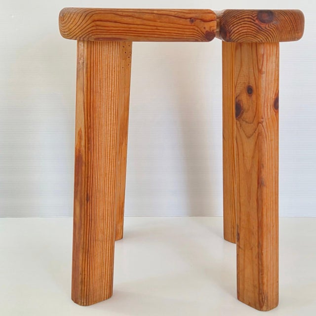 Vintage Swedish Scandinavian Stool in Pine by Olof Ottelin for Finnsauna, 1950 For Sale - Image 12 of 14