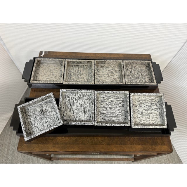 Lacquer Tray's With Removable Plates, Pair For Sale - Image 4 of 12