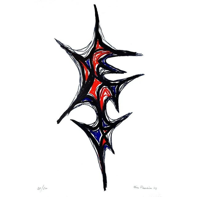 Red Weave is an original colored artwork realized by Nino Franchina in 1973. Colored lithograph on paper. Edited by La...