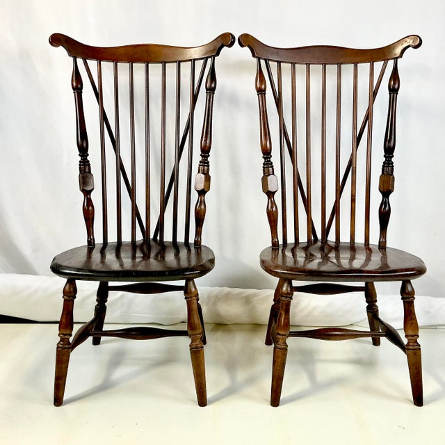 Mid-Century Rustic English Ethan Allen Tall Windsor Dining Chairs, Old Tavern Collection - Set of 4. For Sale - Image 13 of 14