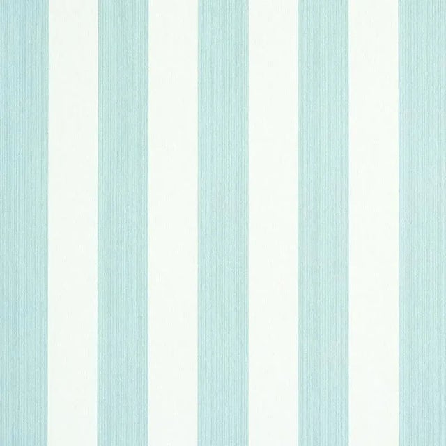 Schumacher Edwin Stripe Medium Wallpaper in Mineral For Sale