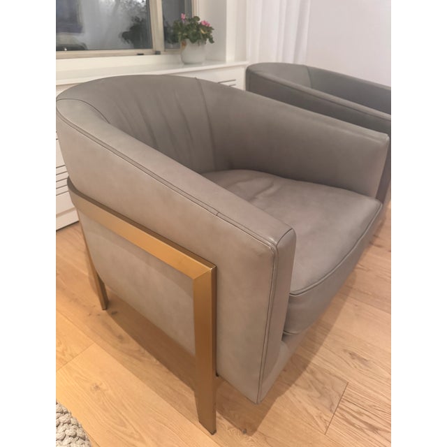 Restoration Hardware Restoration Hardware Reginald Leather Chair Set of 2 For Sale - Image 4 of 13