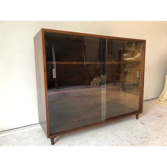 Midcentury Walnut Deep Standing Bookcase For Sale - Image 4 of 12
