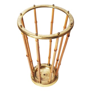 Umbrella Stand in Bamboo and Brass, 1960s For Sale