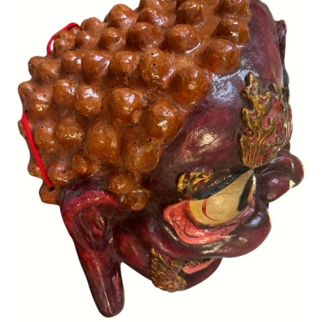 Vintage Nepal Newar Bhairava Clay Fiber Deity Wall Mask 13" For Sale - Image 10 of 13