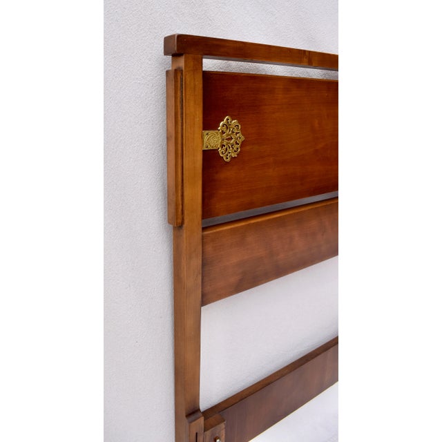 Campaign 1950's Mid Century Chinoiserie Full Headboard Attributed to Drexel For Sale - Image 3 of 8
