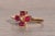 1990s Diez Calle: Heart Shaped Ruby and Natural Diamond Four Leaf Clover Ring in Yellow Gold For Sale - Image 5 of 11