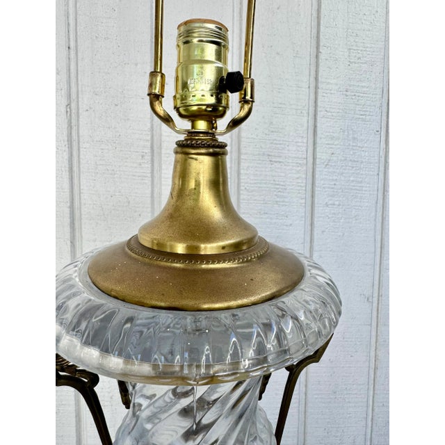 Paul Hanson Late 20th Century Fine Glass and Brass Classic Paul Hanson Lamp in the Form and Style of Baccarat For Sale - Image 4 of 10
