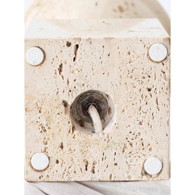 Mid-Century Italian Travertine and Brass Table Lamp attributed to Philippe Barbier, 1970s For Sale - Image 12 of 18