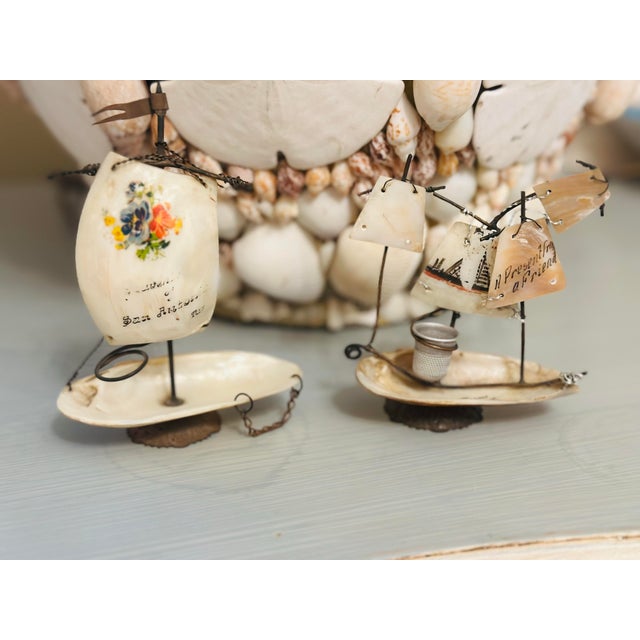 1960s Vintage Shell Art Sailboats, Set of Two For Sale - Image 5 of 8