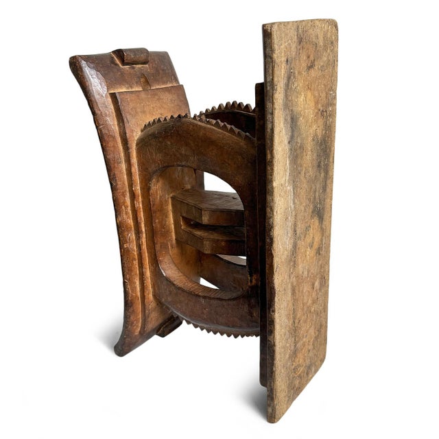 Wood Old Vintage Asante Tribal African Wood Low Stool For Sale - Image 7 of 8