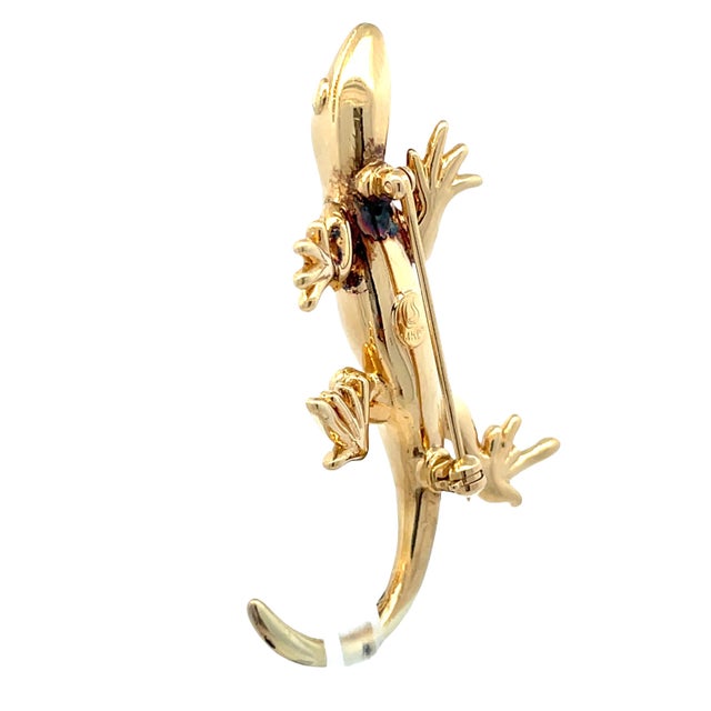 Mid 20th Century 14k Yellow Gold Hollow Lizard Vintage Pin Brooch For Sale In New York - Image 6 of 9